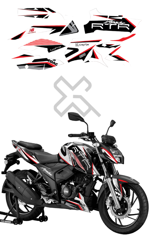 NB Edition Full Body Sticker Compatible with Apache RTR 160/200 4V | Made In Premium Matte Vinyl With FPF(Fade Protection Film), Water Proof, Precut Sticker, Pack Of 1 Compatible with Both Side